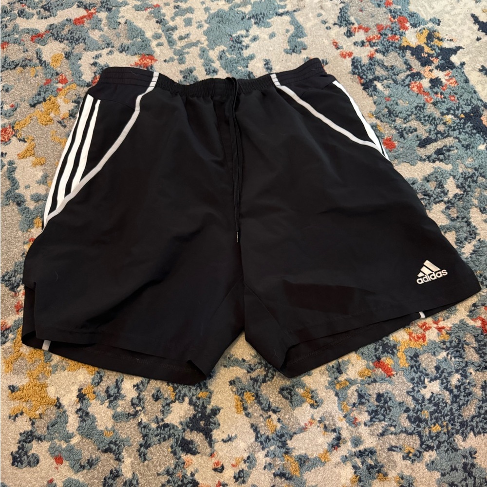 Adidas Men's Black and White Athletic Shorts